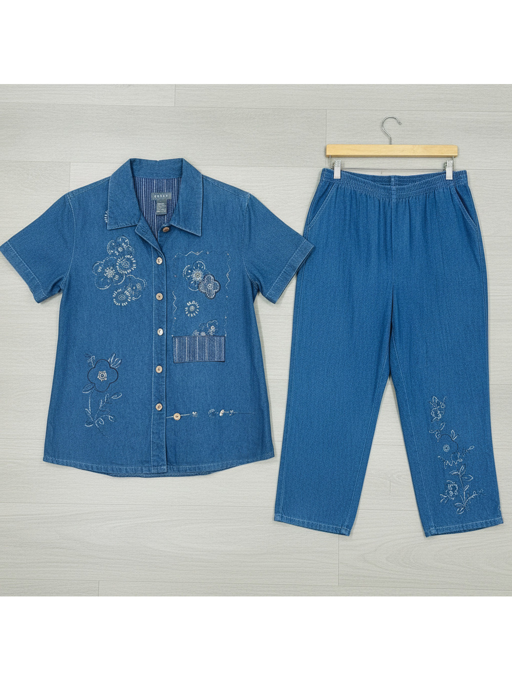 Koret Vintage Womens Denim Two-Piece Set Size L Grandmacore